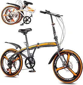 Bicicletas dobráveis portáteis para adultos com 6 velocidades de equitação bicicleta dobrável de aço carbono – Bicicleta leve portátil para mulheres e homens – Bicicleta urbana para escola de trabalho