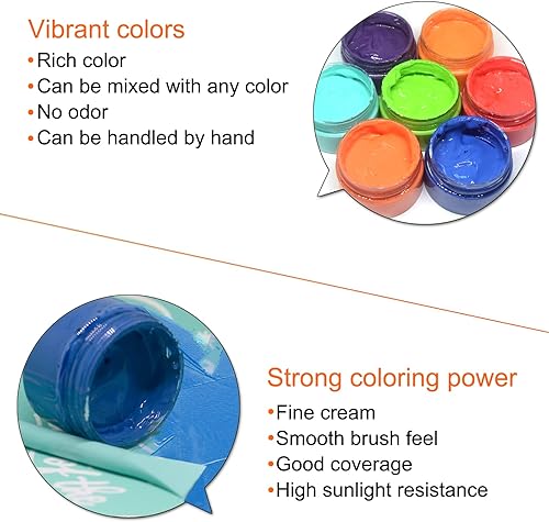 Vista 5 de Juego de pintura de pasta de tiza de 15 frascos, tinta de impresión de pantalla de seda de tela, pintura adhesiva, pintura para bricolaje, Pasta