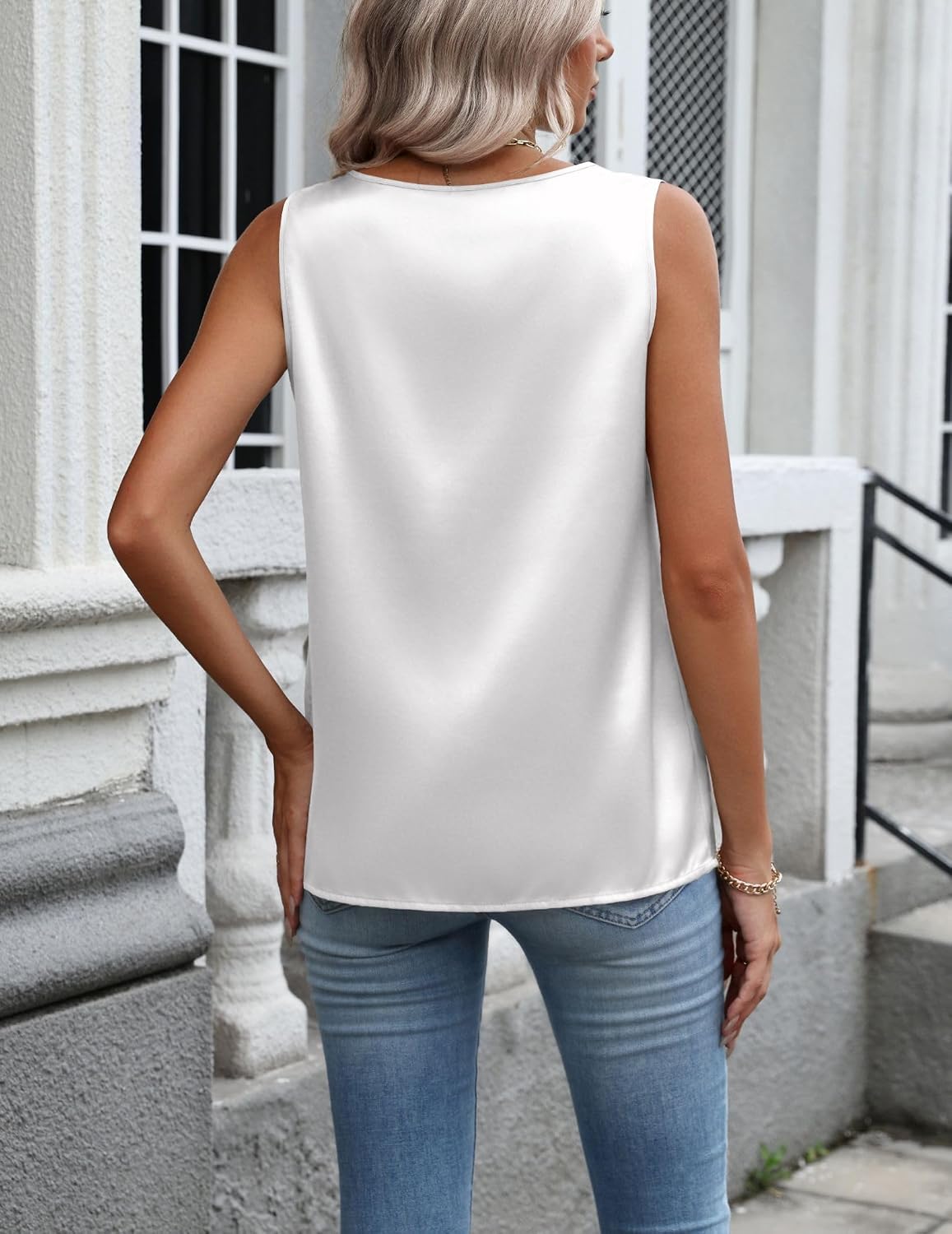 Zeagoo Womens Satin Tank Top Pleated Sleeveless Blouse Dressy Casual Tops image 6