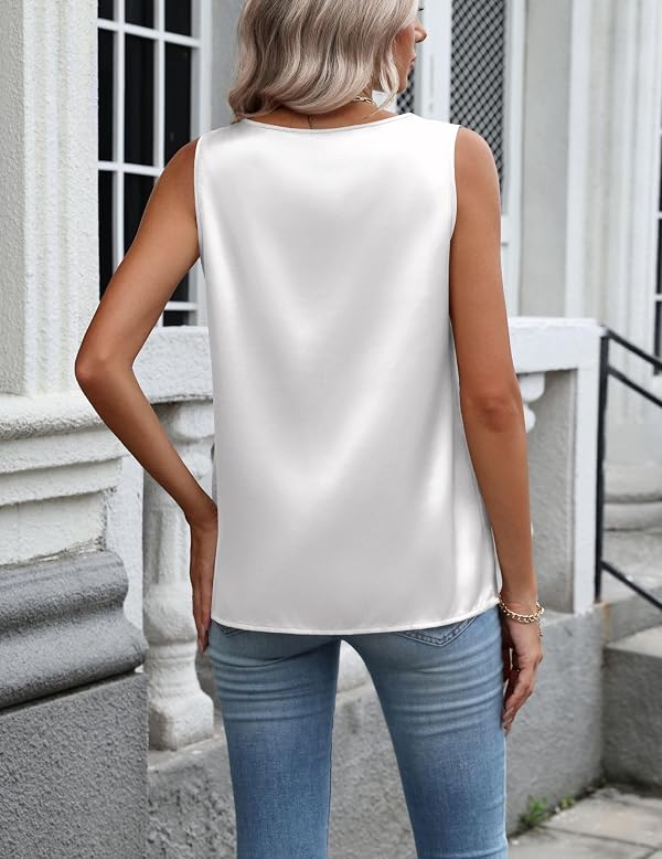 Zeagoo Womens Satin Tank Top Pleated Sleeveless Blouse Dressy Casual Tops by Zeagoo - Used condition - Image 5