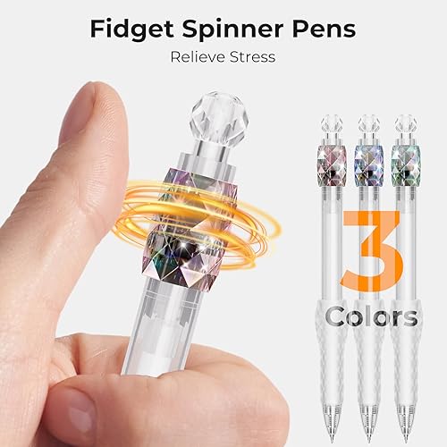 Miniatura 2 de 8 piezas de bolígrafos de gel - 0.7mm de punto fino de escritura suave con tinta negra giratoria - Bolígrafos de gel de secado rápido de agarre