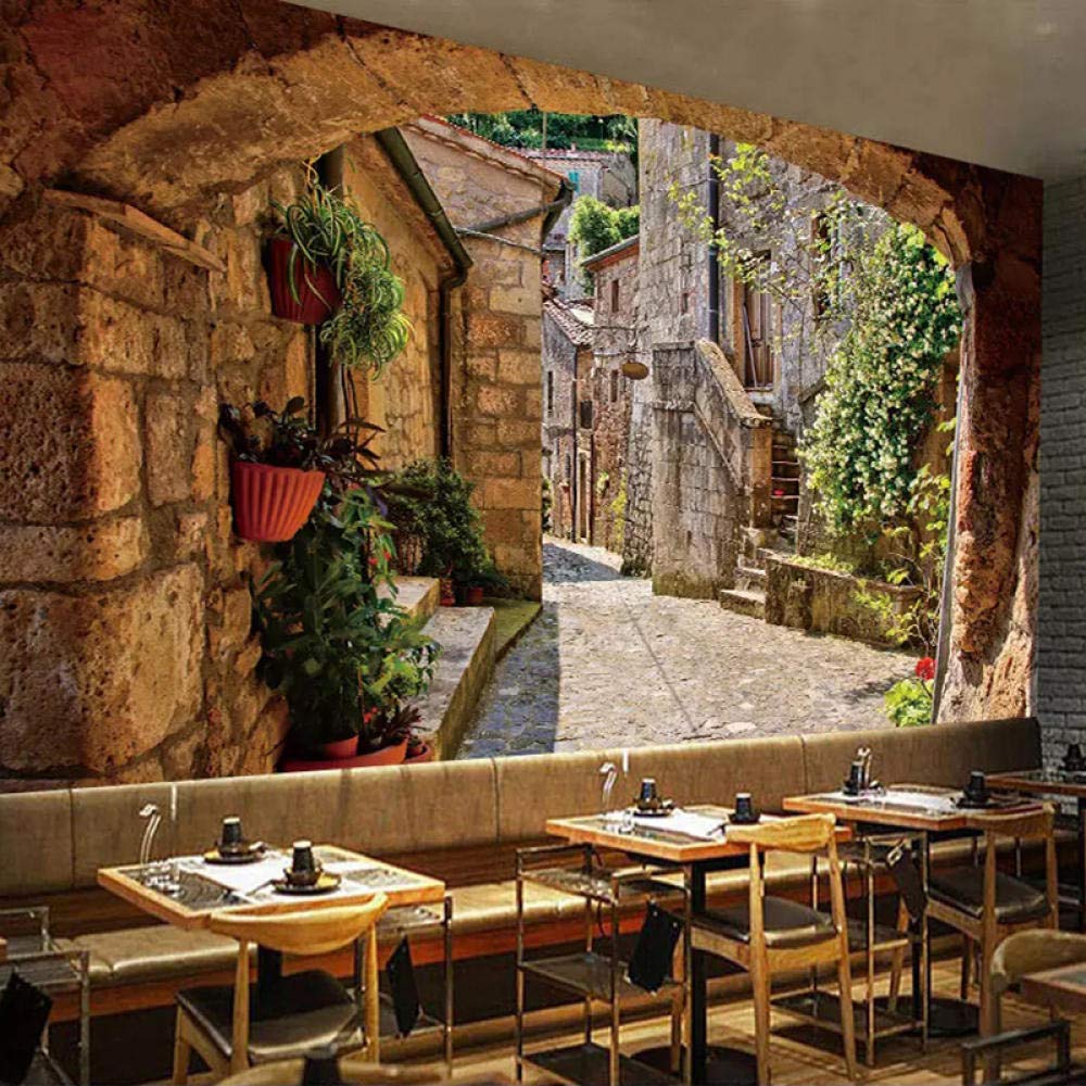Papier peint photo cuisine et salon poster mural 3D vue sur rue 350 x 245 cm
