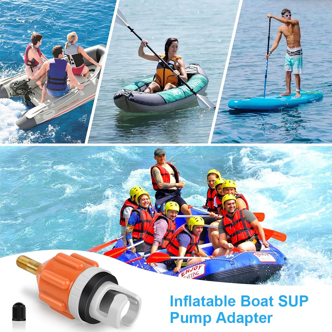 2 pezzi accessori sup, verticali adattatore sup compressore, adattatori per valvole motore per tavole da paddle verticali per kayak, valvole per pompe gonfiabili per tavole da paddle (arancione).