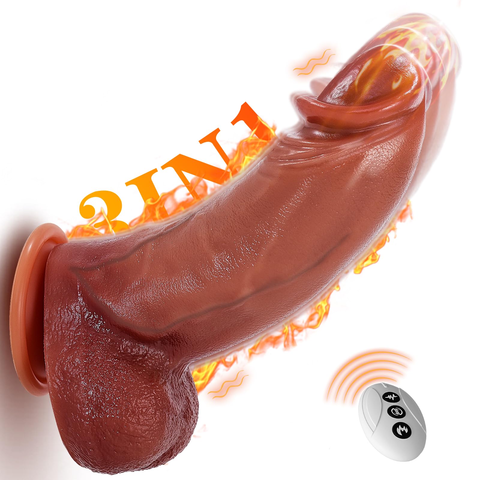 Photo 1 of 8.26" Suction Realistic Dildo with 3 Powerful Thrusting & 9 Vibrating G-Spot Dildo Sex Toy, 3 in 1 Huge Dildo with Strong Suction Cup, Big Size Heating Thrusting Dildo Adult Sex Toy for Women Couples