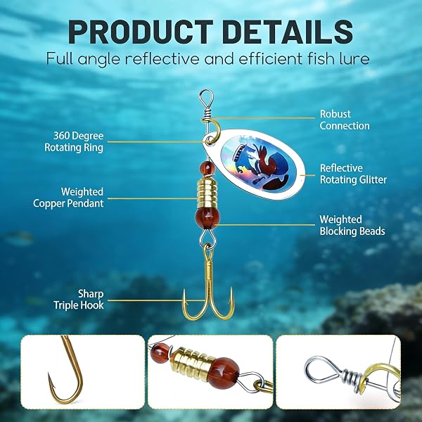 Frogetu Set Leurres Truite 16 Pièces, Cuillères Truite 3,5 g avec Boîte de Rangement, Leurres de Pêche Spinner Blinker, Leurres Artificiels pour Truite Perche Brochet Sandre, Couleurs UV - 2
