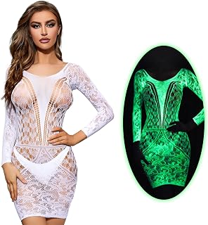 GuSo Shopee Night Color Changing Shine Babydoll Lingerie Bodysuit Swimwear Mini Chemise Mesh Wedding Bridal Nightdress wit... Price In India