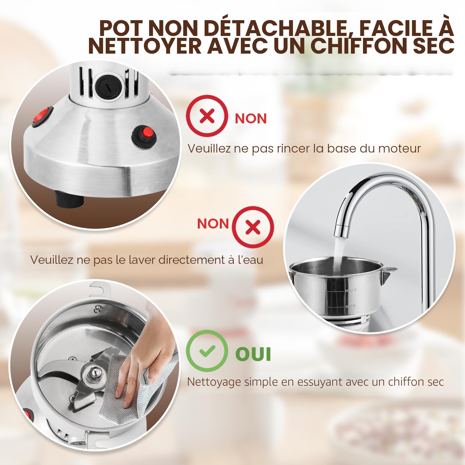 Moongiantgo Moulin à Céréales Électrique Moulin à Grains 950W 28000RPM, Broyeur Ultrafin 150g en Acier Inoxydable Moulin à Epices avec Moteur Commercial &Protection Surcharge pour Grains/Épices/Herbes