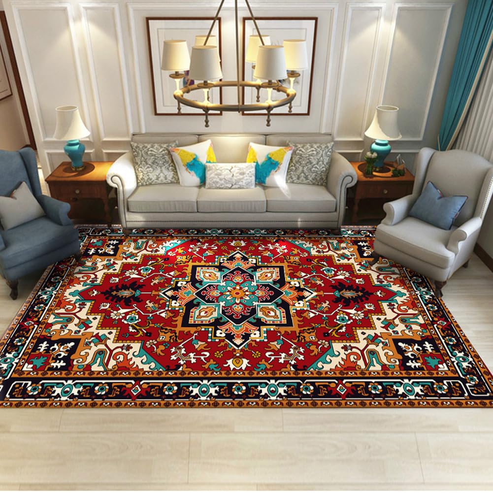 Tapis vintage lavable antidérapant grand confort pour salon et salle à manger