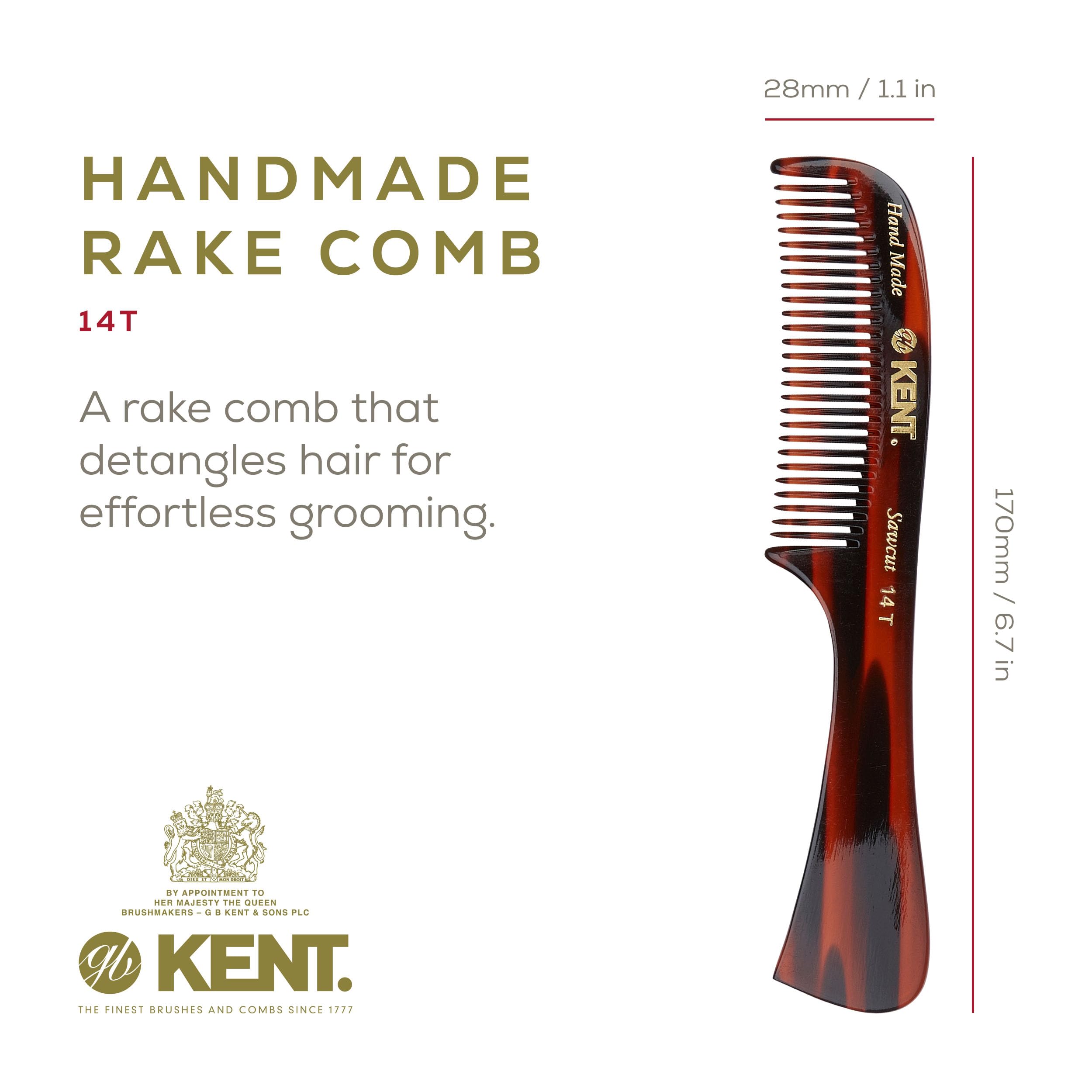 Kent Brushes Handmade Comb, A 14T Rake Hair Comb For Women Suitable For Wet Or Dry Hair, Ideal For Detangling All Hair Types, 170mm Rake Hair Comb P 227904046 - View #9
