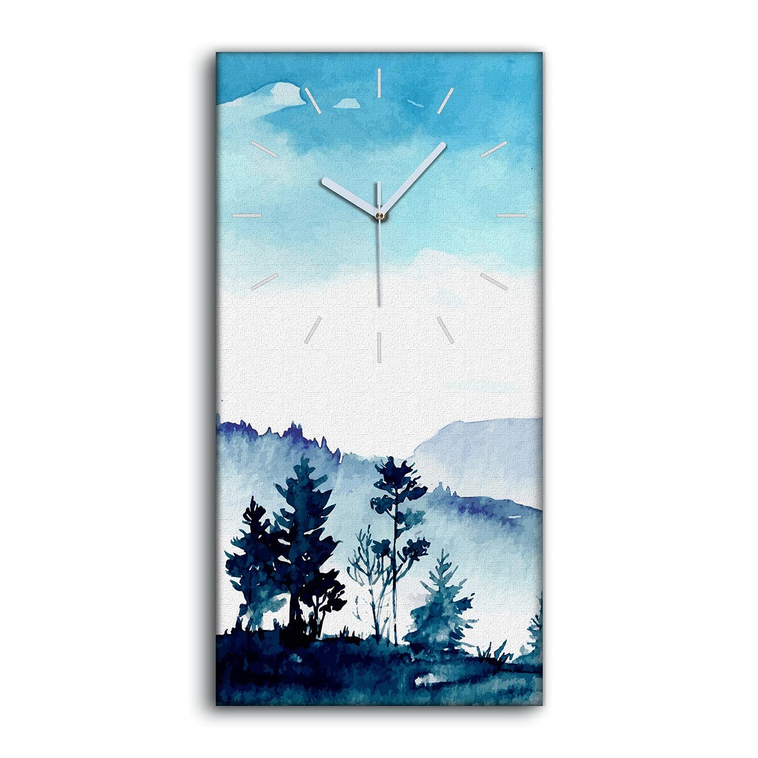 Horloge sur Toile Art Mural Premium aux Finitions Soignées Toile Montagnes 30x60cm