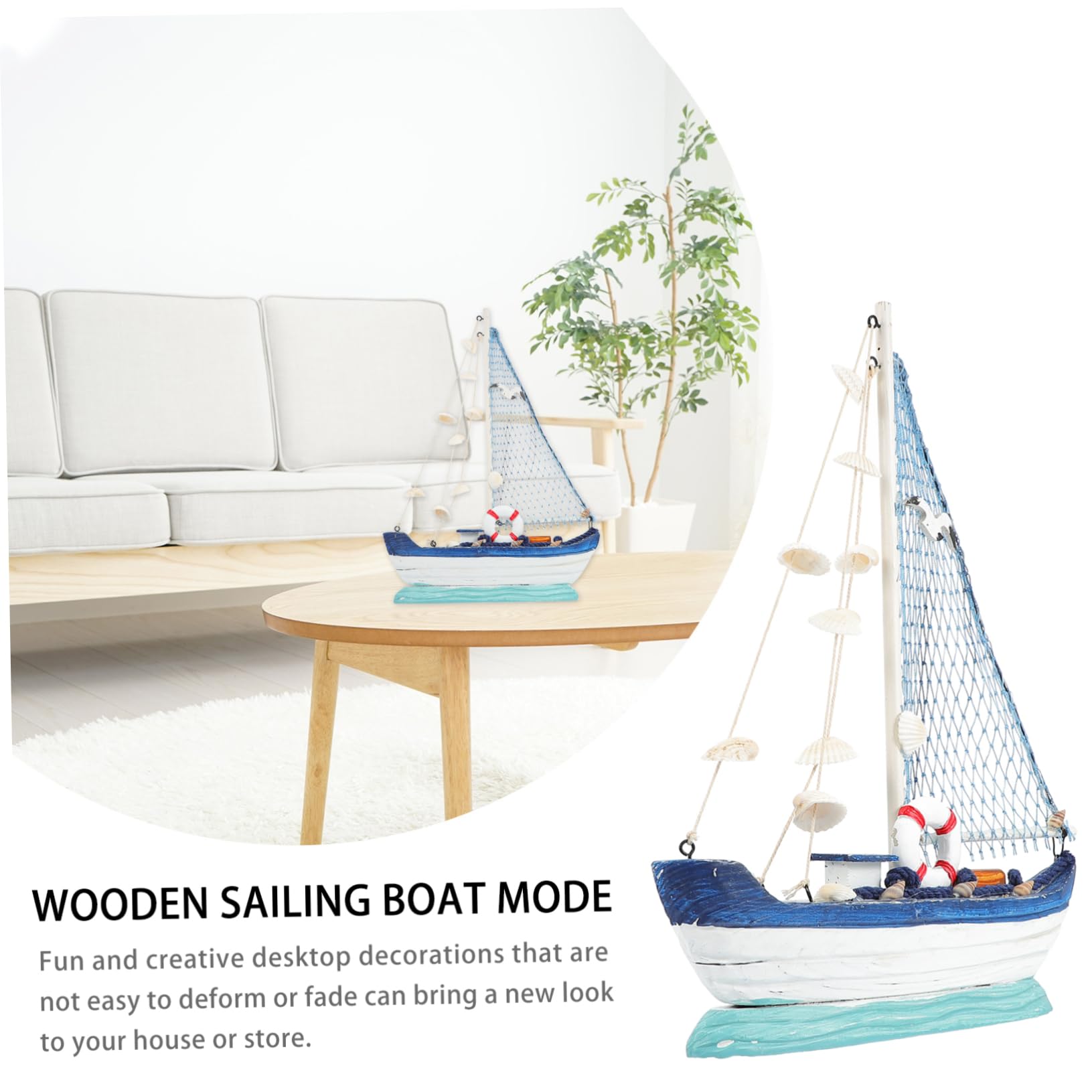 Gadpiparty Maquette Voilier En Bois Sculpté Coquillage, Grosse Taille, Décoration D’ancre Marine, Ornement Nautique Pour Maison, Bureau, Salon, Accessoire Déco Vacances, Pièce Unique