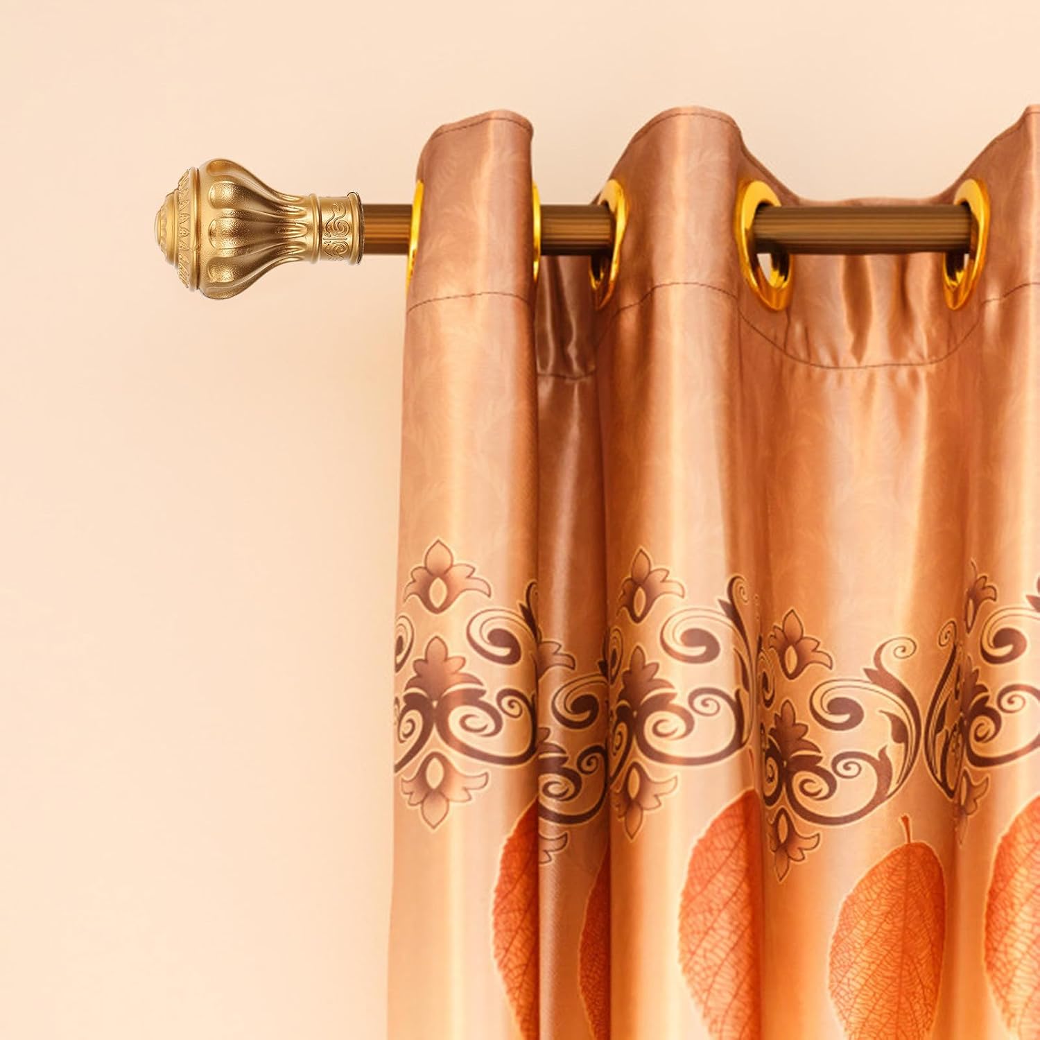 12pcs Aluminum Alloy Roman Curtain Rod Finials with Plastic Six-Leaf Design, Ivory White Black Rose Gold Colors, Window Rod Ends for Drapery Hardware Set