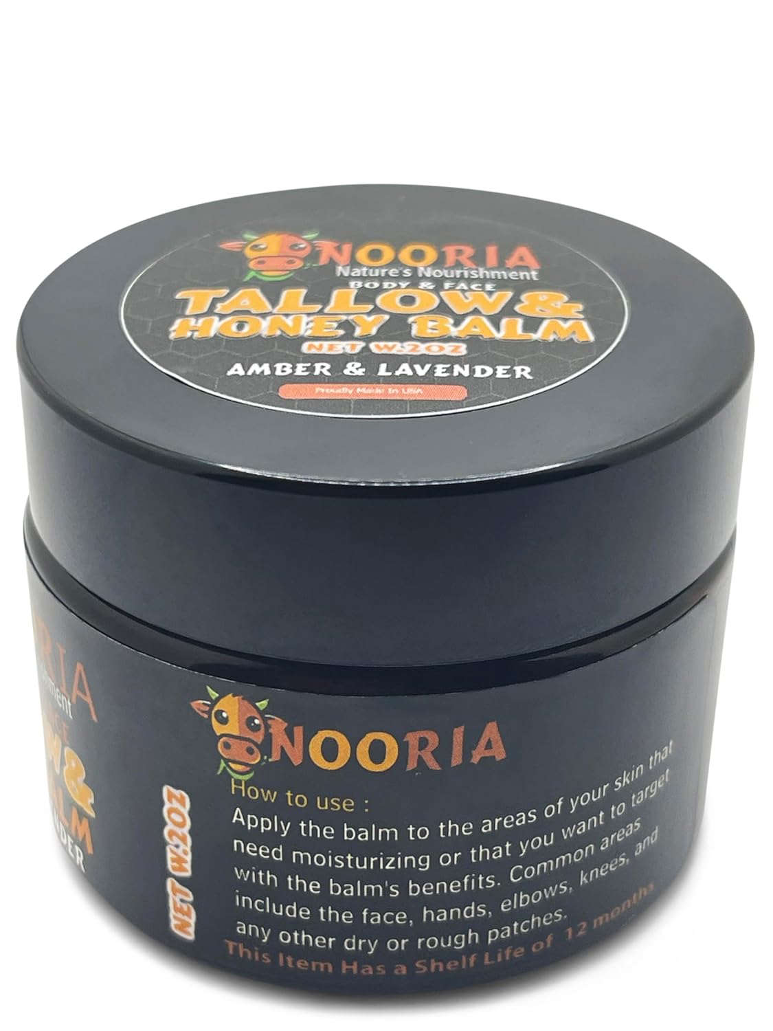 NOORIA: Handmade Tallow Honey Balm (/Herb-Infused) - Grass-Fed Tallow & Raw Honey for Deep Hydration & Skin Health - All Skin Types, Body & Face - Amber & Lavender - 2 oz (2 oz, Amber and Lavender) image 3