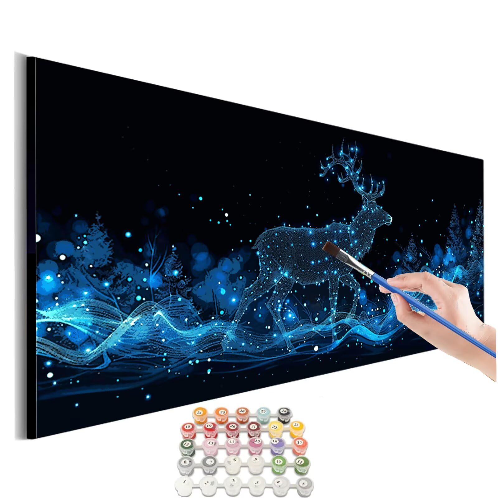 Peinture Numero Adulte Cerf Peinture Par NuméRos Grand Format Animal Loisirs CréAtifs Adultes Enfant DIY NuméRo D'Art Complet Kit DéButants ,Cadeau GarçOns Filles 3+ Ans, Sans Cadre 60x120cm M-725