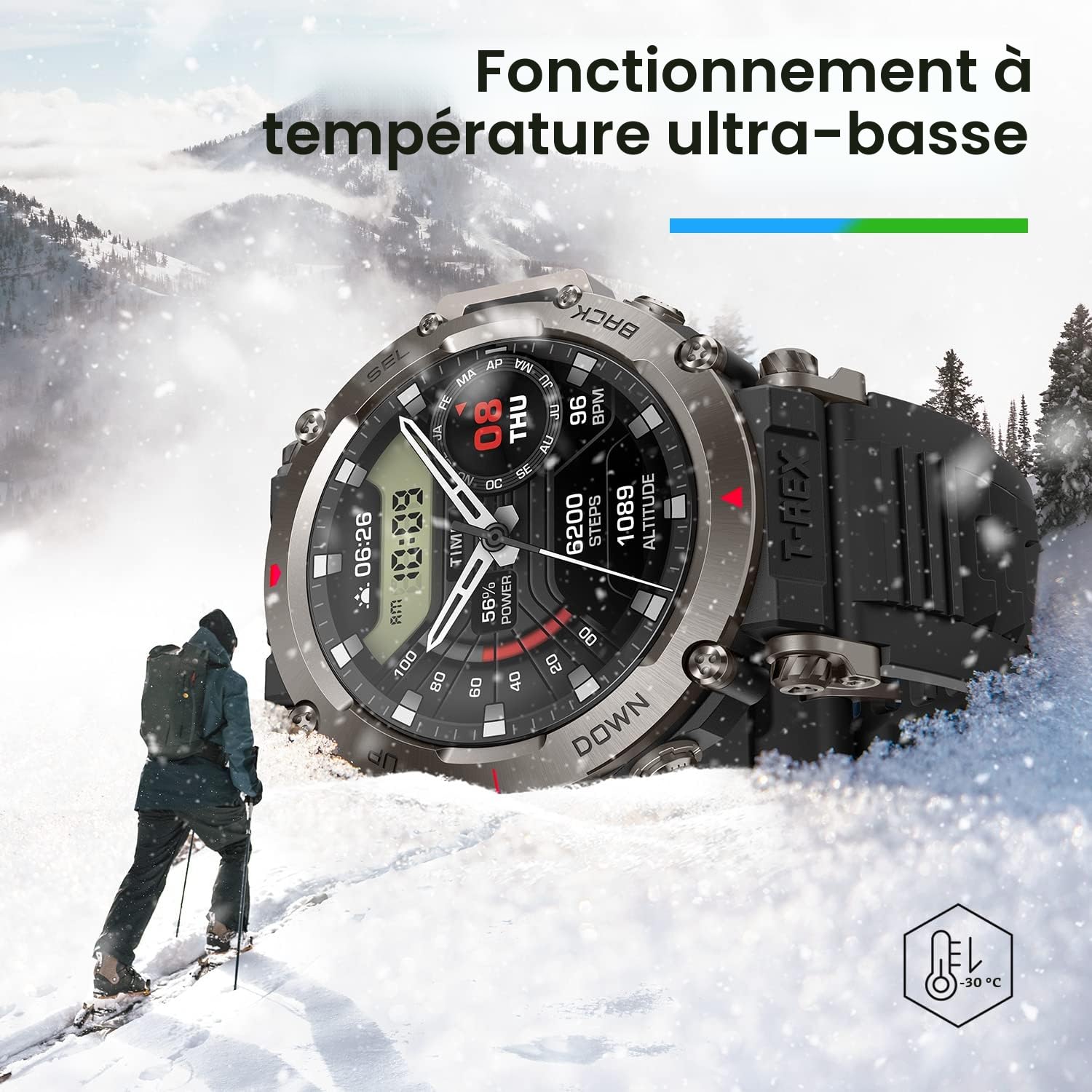 Amazfit T-Rex Ultr, 47 mm, Montre Connectée Homme, Montre GPS Sport de Qualité Militaire, 160+ Modes Sportifs, SpO2, HD AMOLED, 10 ATM, Autonomie de 20 Jours