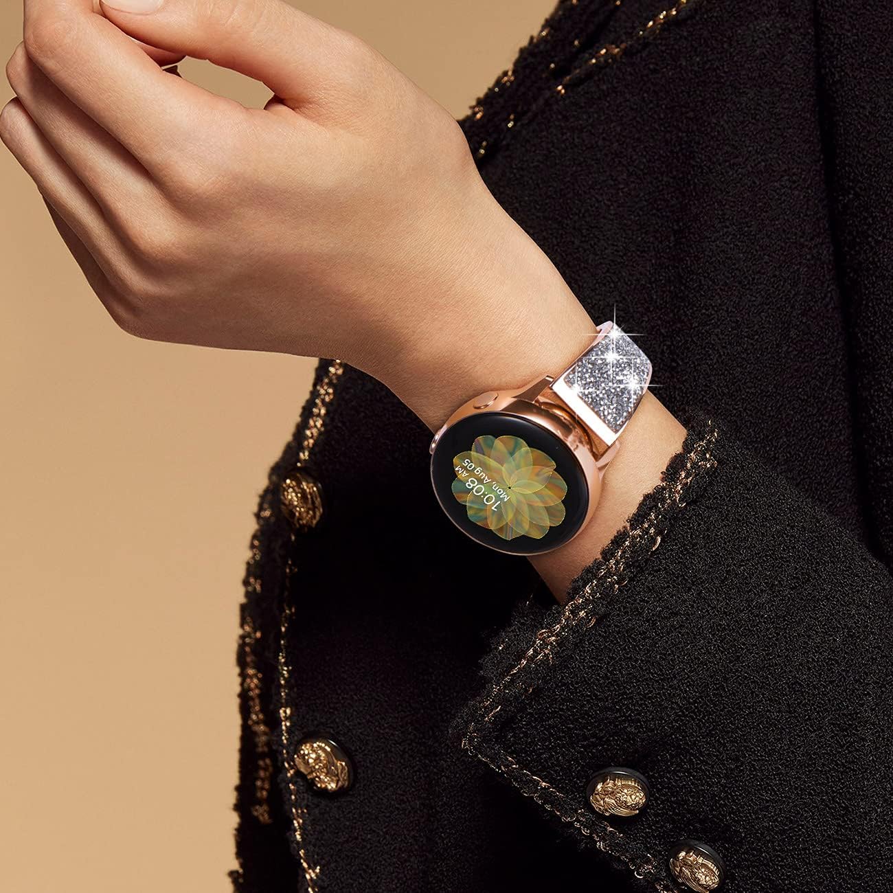 NewWays Galaxy Watch 7 6 Classic 6 5 4 Band 40mm 44mm Galaxy Watch 4 40mm 44mm 42mm 46mm, 20mm Stunning Crystal Bracelet with Quick Release Pin for Galaxy Active 2 - Image 7