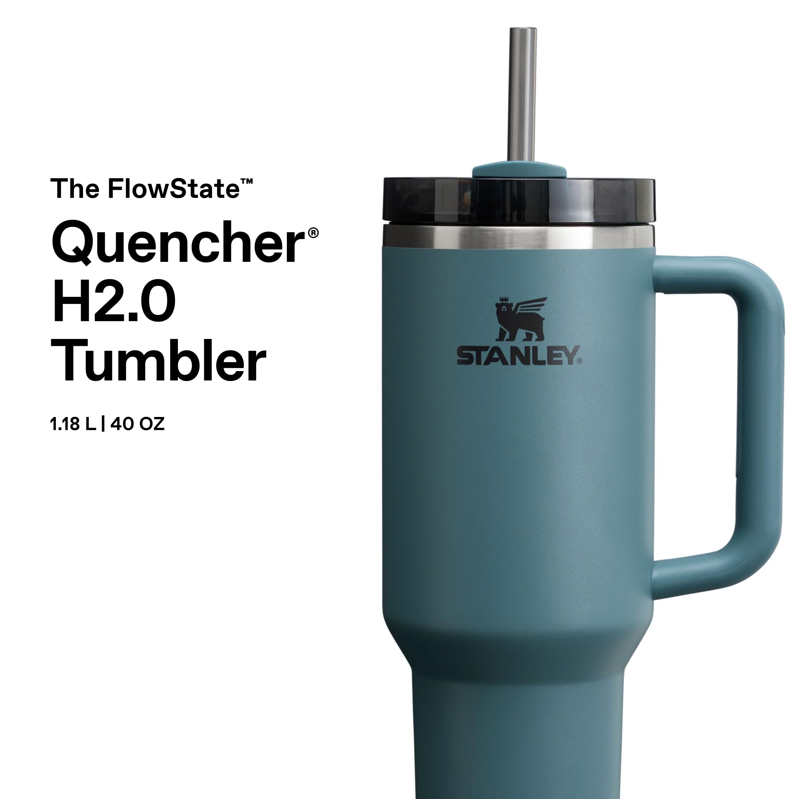 STANLEY 1913 Quencher H2.0 Flowstate Trinkflasche 1.2L Thermobecher Thermosflasche BPA Frei Spülmaschinenfest Blau