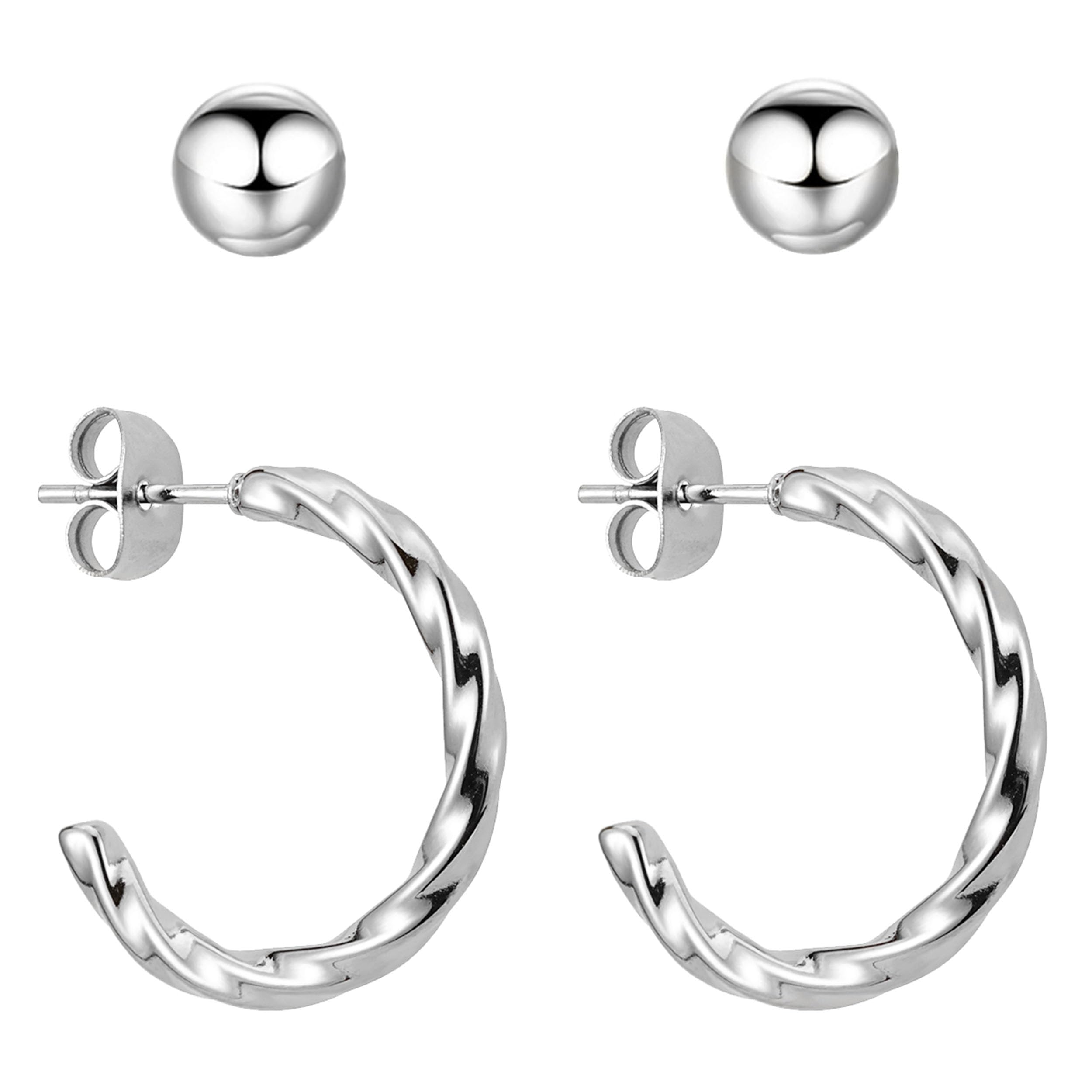 BONNYBIRD® Wasserfeste Edelstahl Ohrringe Damen in Silber, Gold & Roségold, Hypoallergen dank medizinischem Chirurgenstahl, Extra Leicht