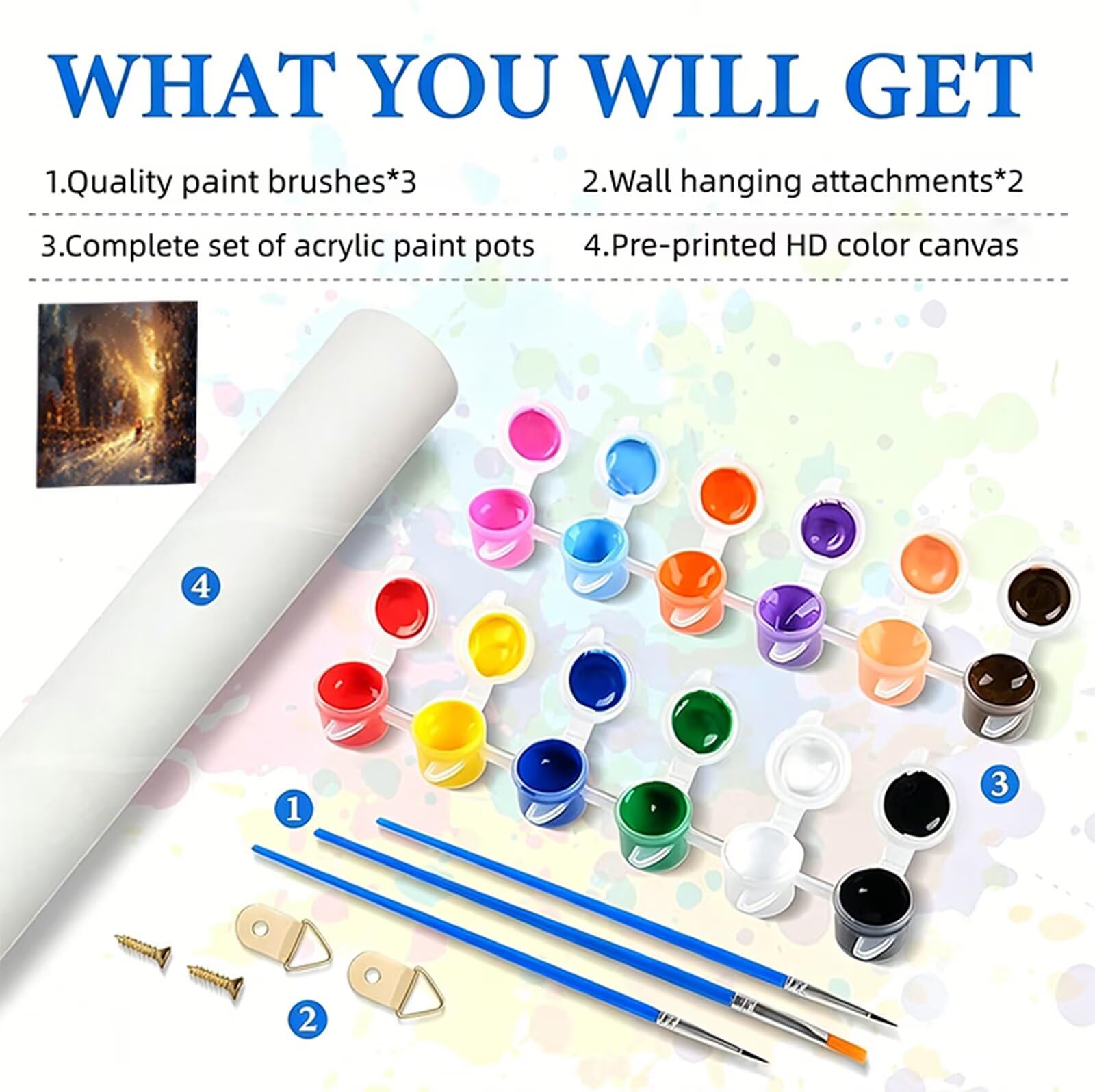 Malen Nach Zahlen Erwachsene Weihnachten Malen Nach Zahlen Reh DIY Paint by Numbers für Anfänger Mit 3-Pinseln und Acrylfarbe, Ohne Rahmen, Malen-Nach-Zahlen Set für Deko Wohnzimmer 60x120cm RB-413