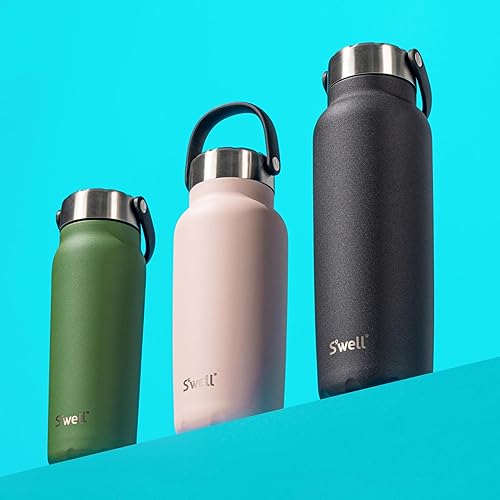 Miniatura 5 de S'well Explorer de acero inoxidable reciclado con tapa y asa aisladas, 32 onzas, Carnelian, recipientes aislados al vacío de triple capa que