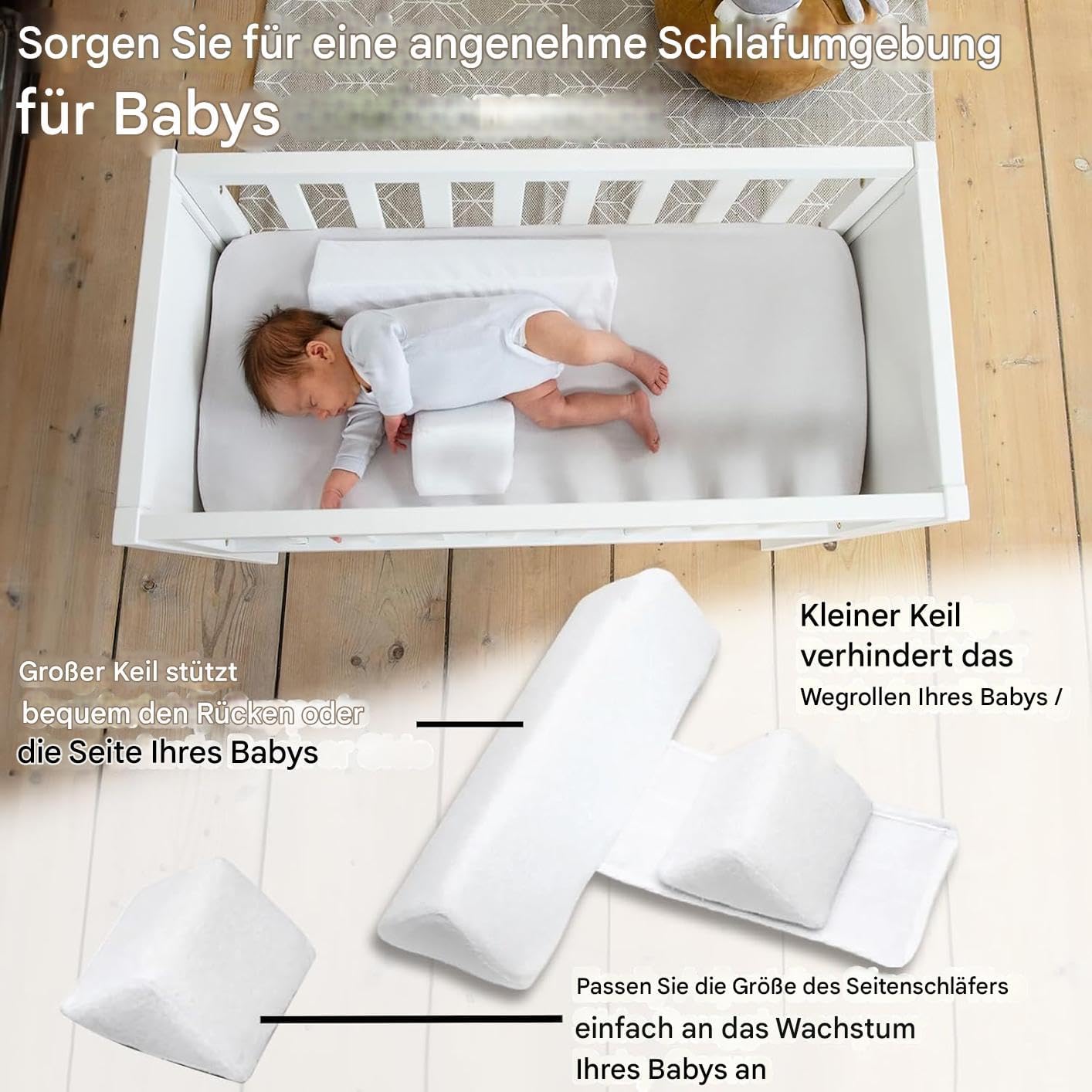 Générique Coussin Cale pour Bébé - Soutien Lombaire Réglable Doux et Respirant avec Housse Amovible Lavable, Cadeau Bébé (ggray)