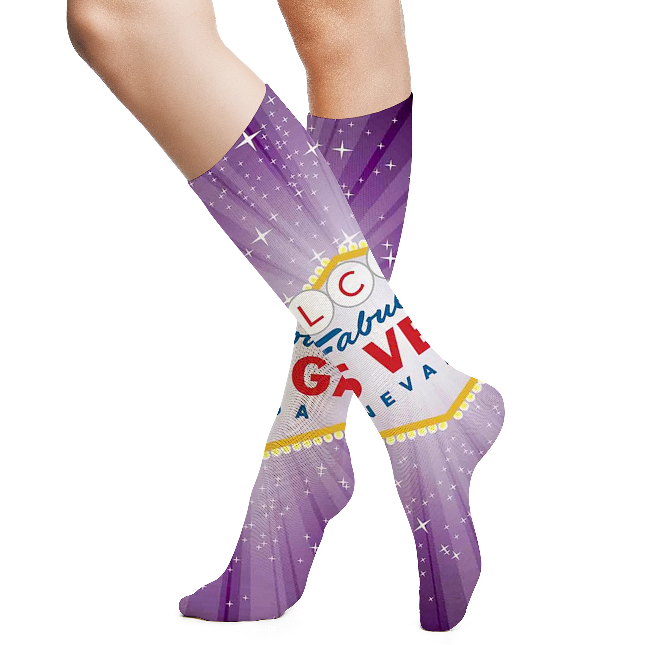 Fashion Compression Socks,Performance Polyester Cushioned Athletic Crew Socks, for Running,Athletic