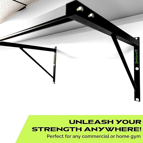 Vista 9 de Rage Fitness Barra de dominadas montada en la pared de alta resistencia, capacidad de peso de 500 libras, mantiene la fuerza de la parte superior