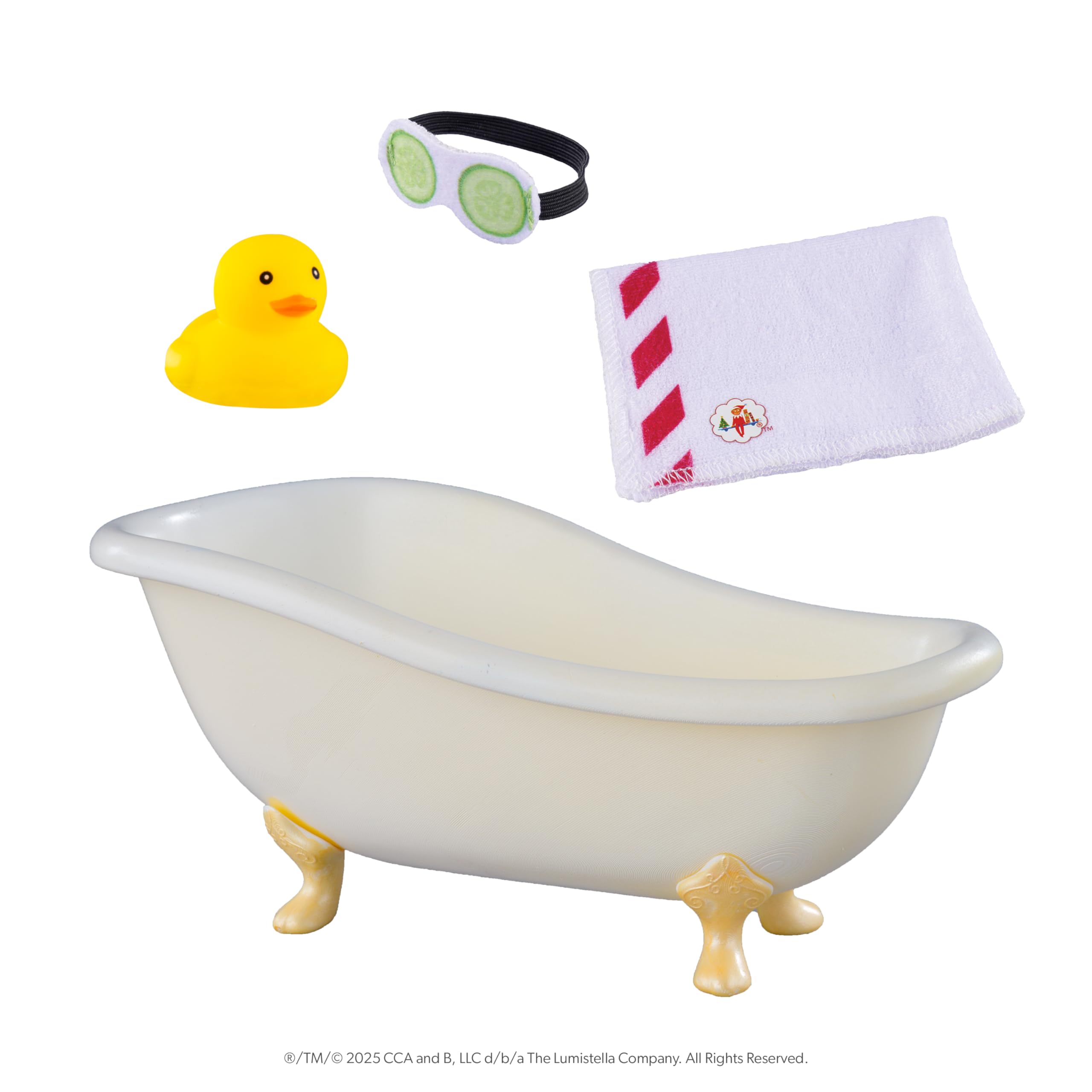 The Elf on the Shelf Polar Props™, S’elf Care Spa Set, Elf-Size Bathtub, Tiny Bath Towel, Cucumber Mask - Image 4