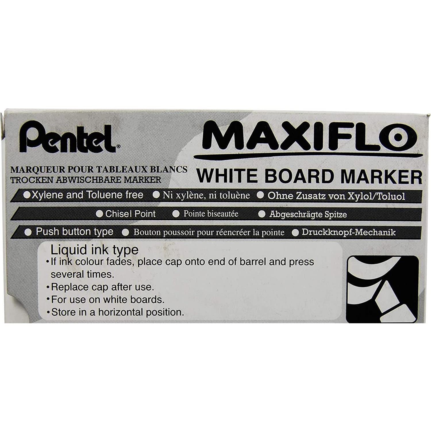 Pentel MAXIFLO MWL6 - Rotuladores de pizarra blanca (12 unidades), color negro