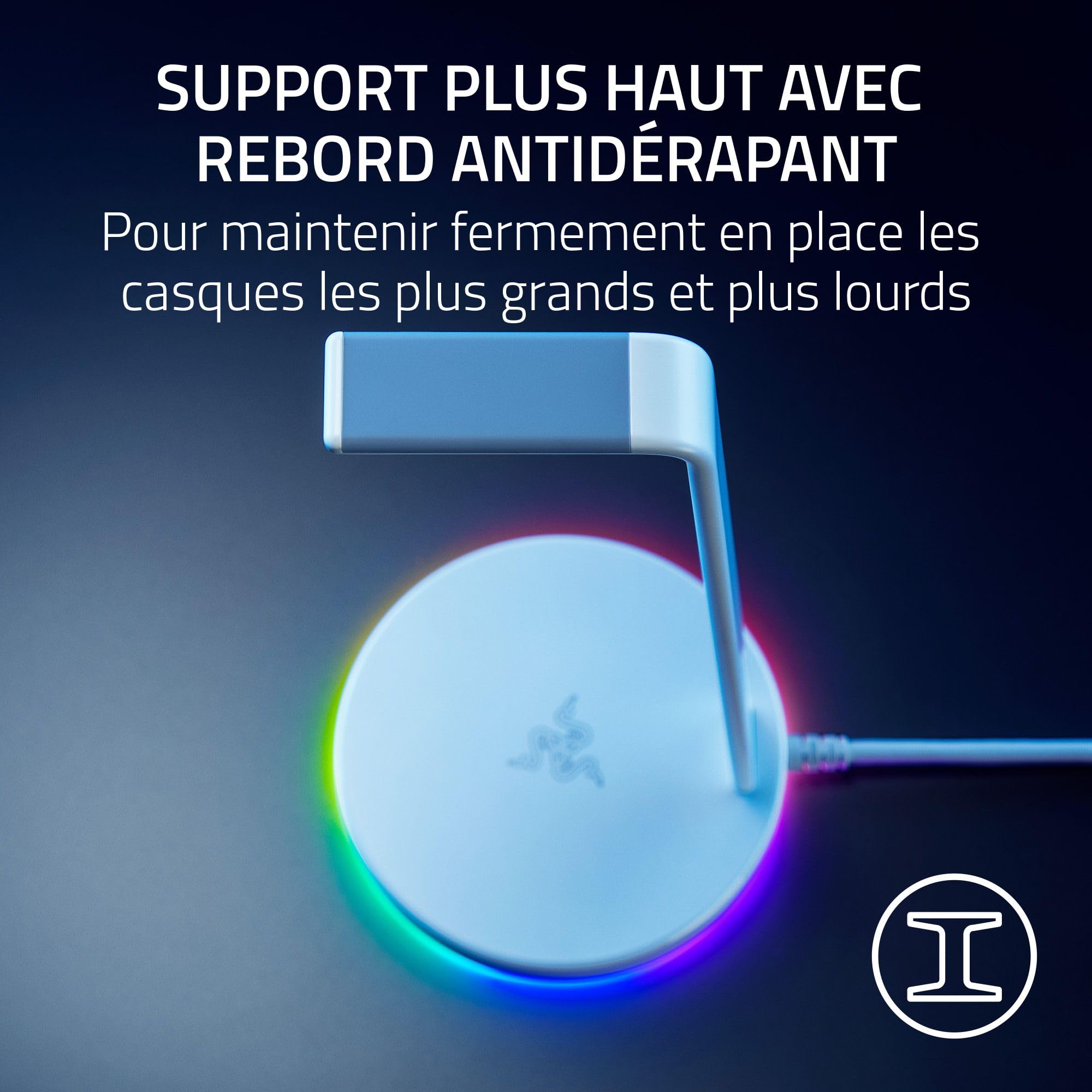 Razer Base Station V2 Chroma - Support pour Casque avec concentrateur USB (Éclairage Chroma RGB - 2 Ports USB 3.1, Base antidérapante, Conçu pour Les Casques de Jeu) Noir