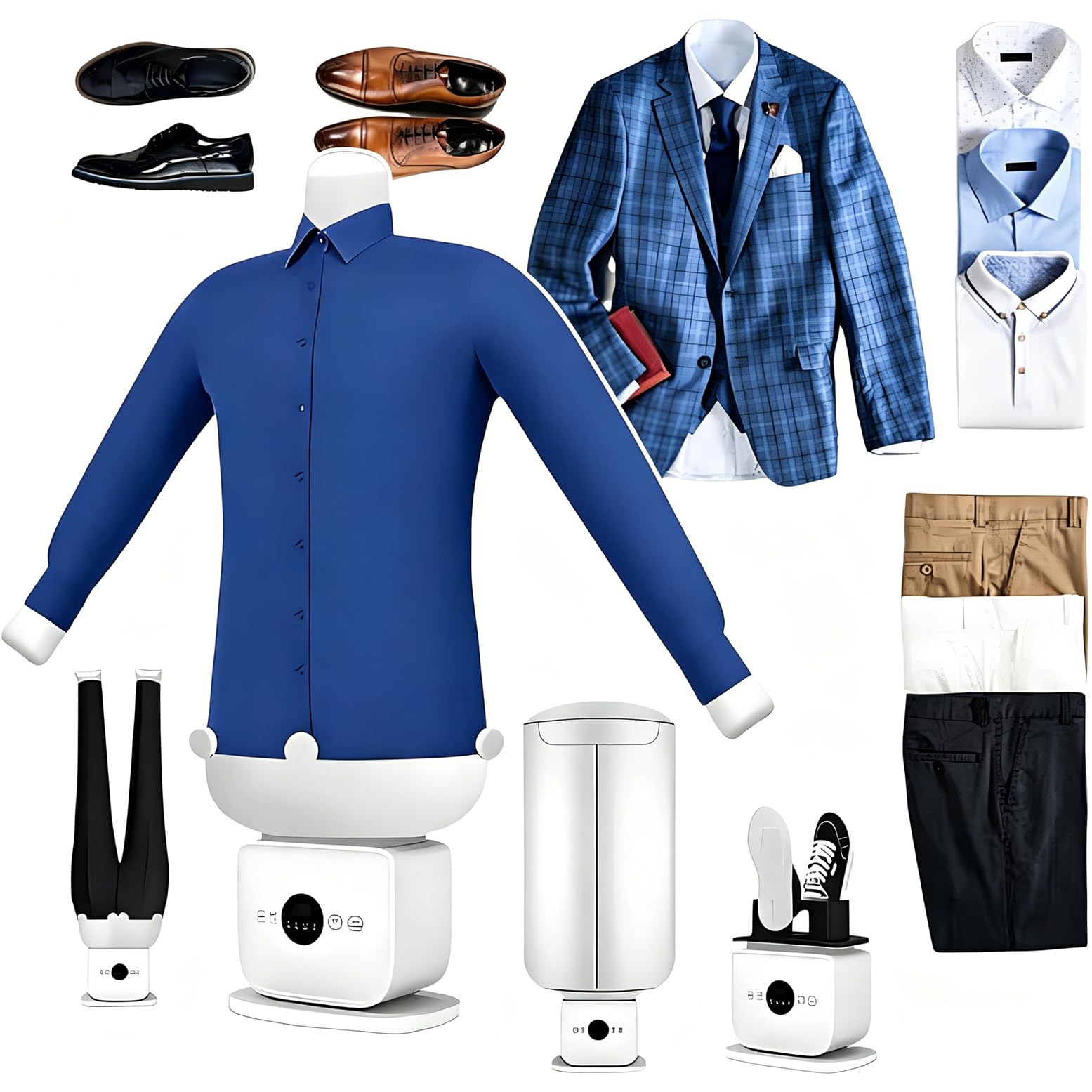 GYQSSD Electric Steam Iron, Hands-frees Automatic Drying and Ironing Machine, 8 Minutes Quick Ironed Dry, for Trousers, T-Shirts & Shoes, Time & Temperature Adjustable