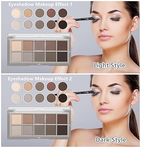 Miniatura 2 de Go Ho Paleta de sombra de ojos de 10 colores, paleta de sombra de ojos mate para mujeres mayores, tonos mezclables altamente pigmentados, paleta de