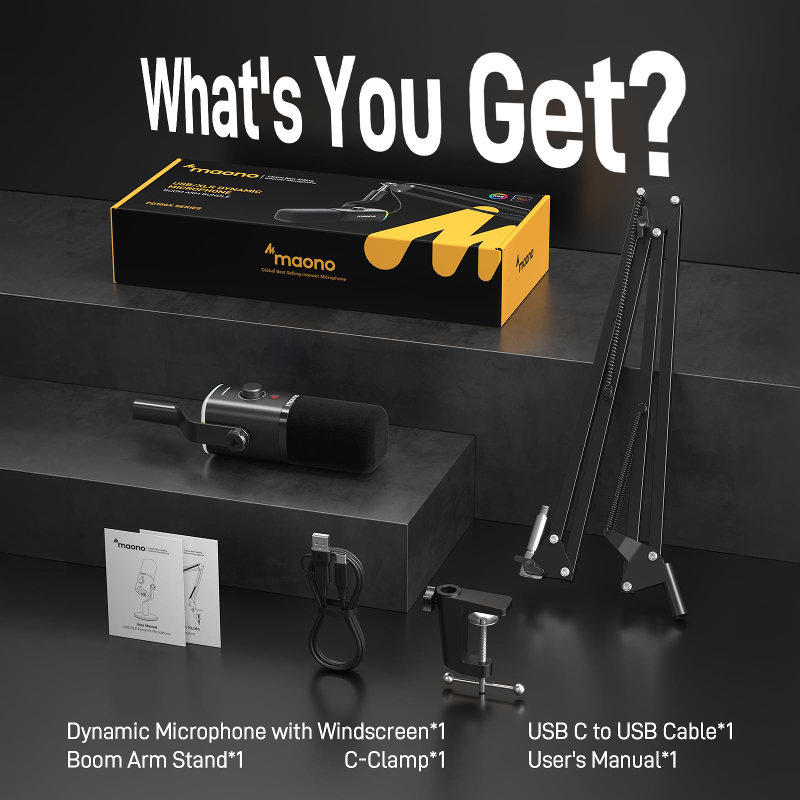 MAONO Dynamic Gaming Microphone: USB/XLR Podcast Mic with Boom Arm, Software, PC Mic for Gamer- Podcast Setup for Streaming, Recording Studio, YouTube Content Creation Online Chat-PD100XS - Image 9 thumbnail
