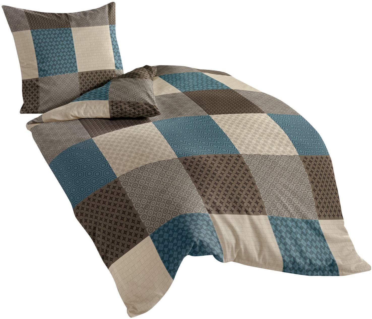 Bierbaum bed linen 6277, Fine Beaver, Made in Germany, Mocha 04, 155x220 + 80x80 cm, Comfort Size