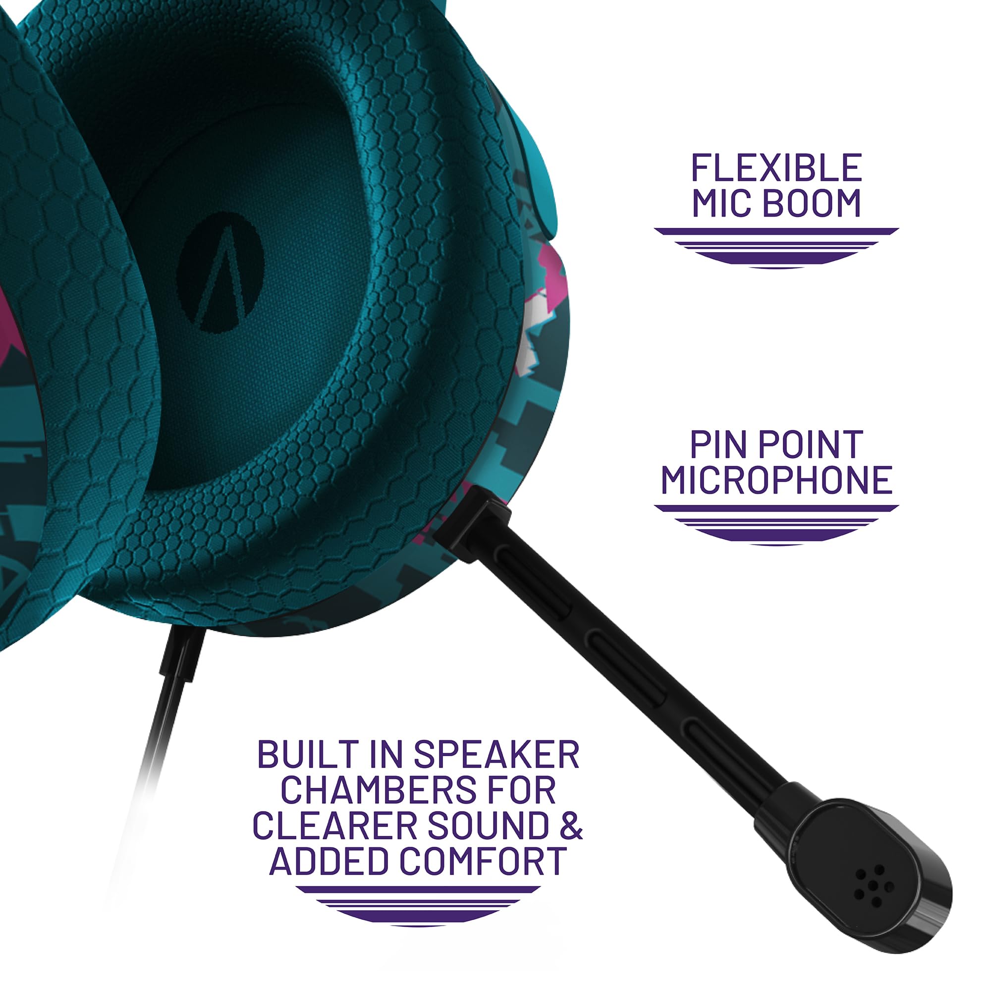STEALTH Auriculares Gaming Panther Glitch - Verde Azulado, Over Ear compatibles con PS4/PS5, Xbox, Switch, PC con micrófono Flexible, Jack de 3.5mm, Cable de 1.5m, Ligero, cómodo y Duradero