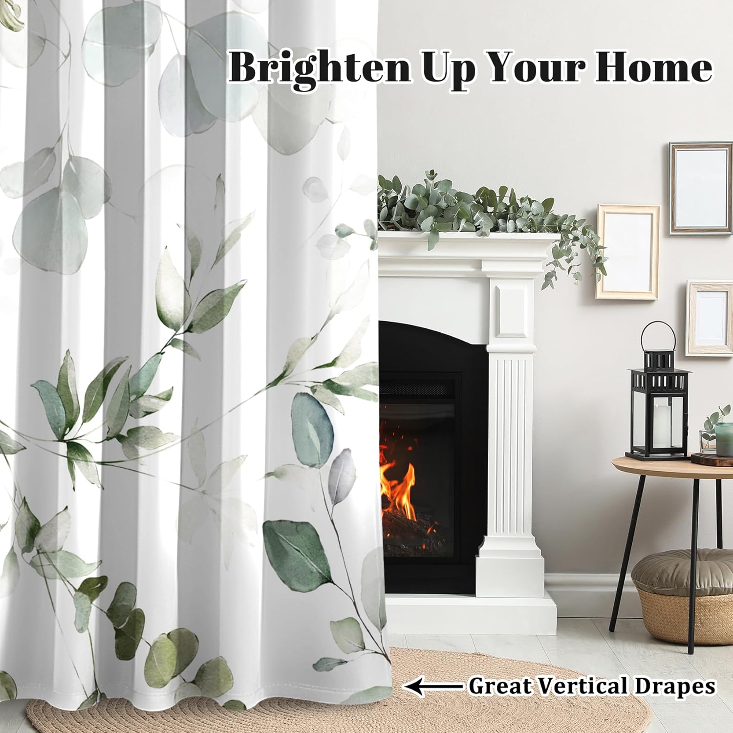 Renaiss 52 x 108 Inch Sage Green Eucalyptus Blackout Curtains Drapes for Bedroom Living Room Spring Summer Leaf Decorative Curtain Grommet Window Treatment Decor Minimalist Aesthetic Curtains 2 Panels