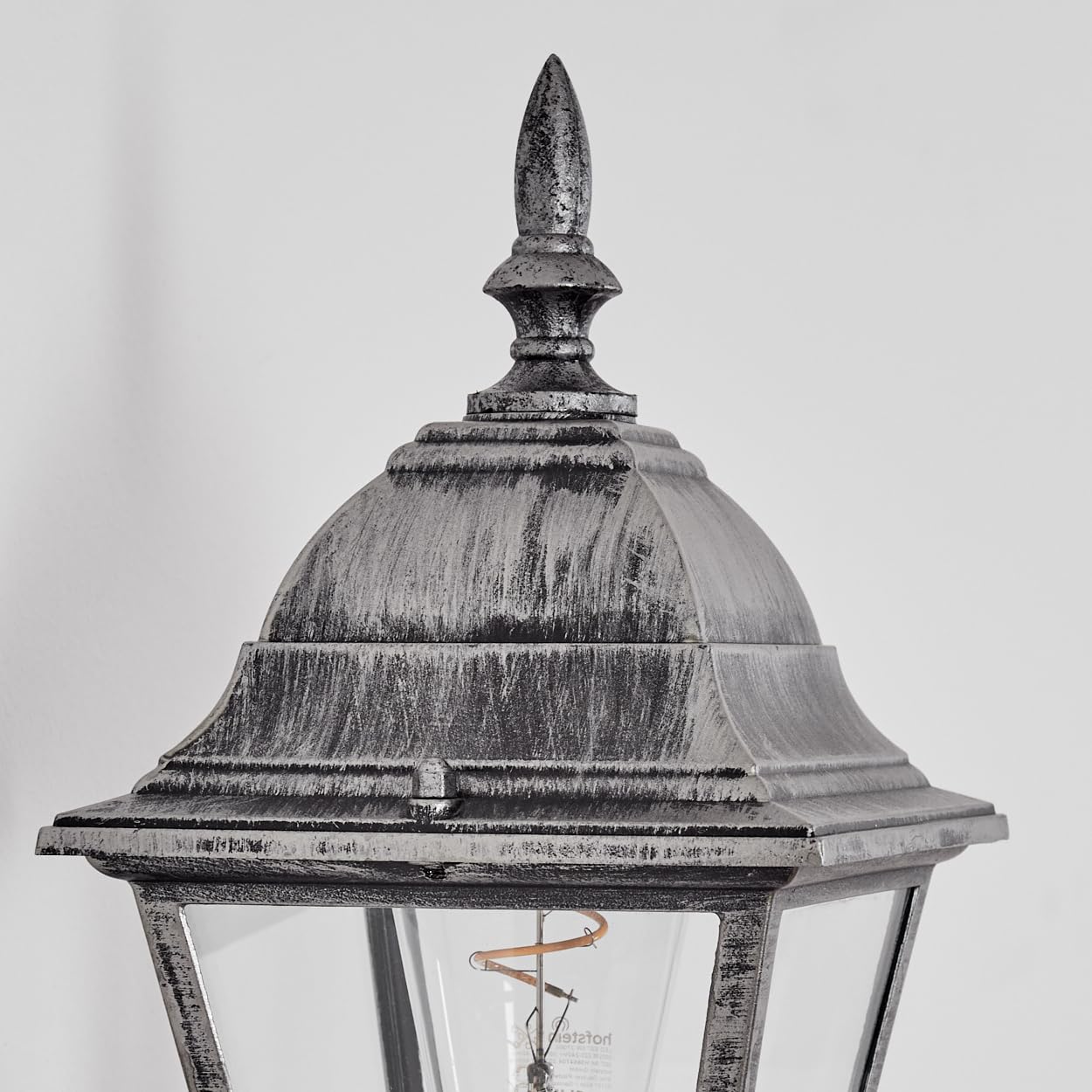 HOFSTEIN Außenwandleuchte Naofe, Außenwandlampe mit Bewegungsmelder aus Metall/Glas in Schwarz/Silber/Klar, Wandleuchte außen im Vintage/Antik/Landhaus-Design, Garten, Hof, Haustür, E27, IP44