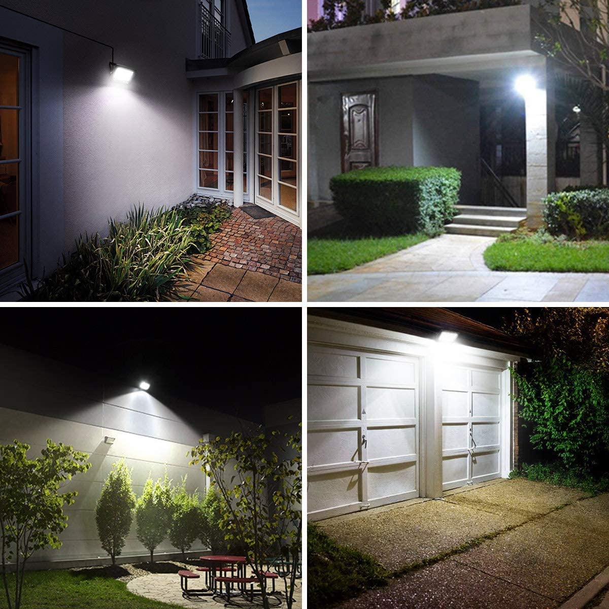 Lot de 2 projecteurs LED ultra fins pour extérieur, 100 W, 7200 lm, étanchéité IP68, pour cour, garage, terrain de sport