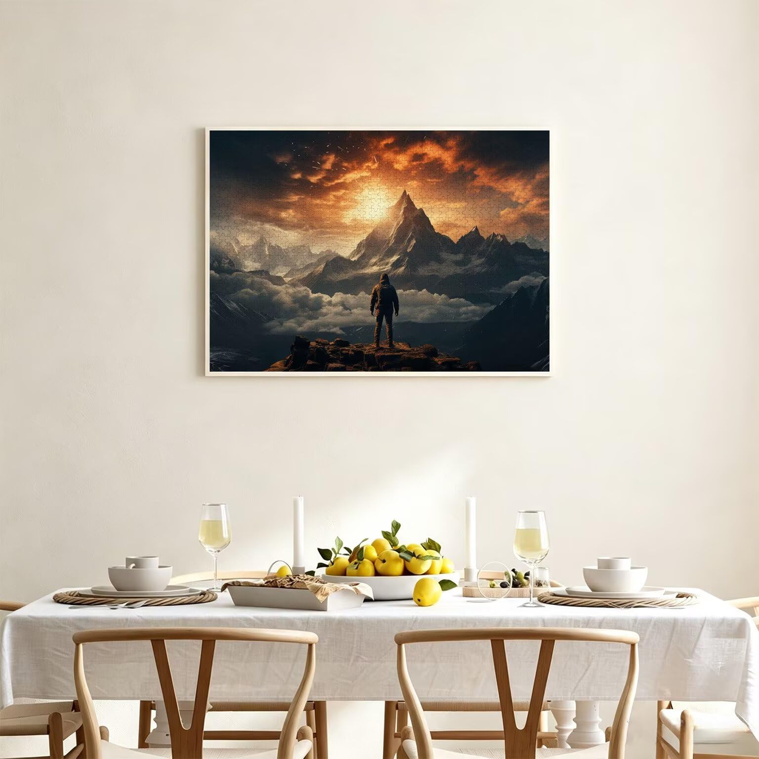 Puzzle 1314 Pieces Coucher de Soleil Puzzle Bois Montagne de Neige n-461