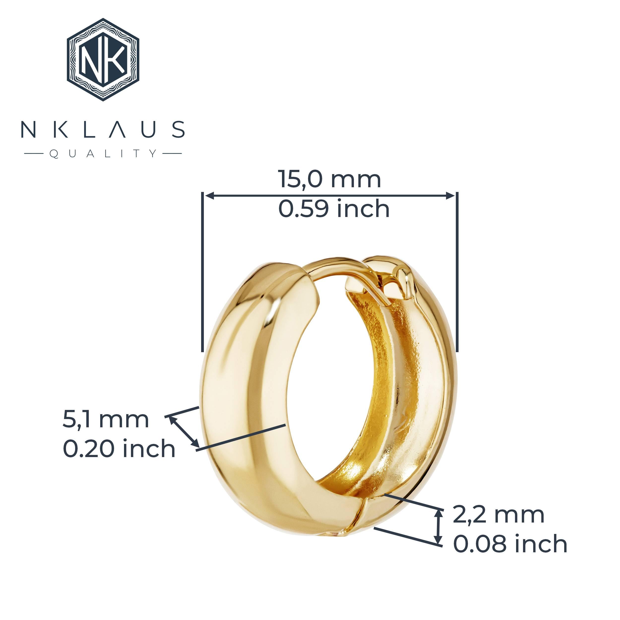 NKlaus einzelne Klappcreole 15 x 5,1mm, 375 Gelbgold