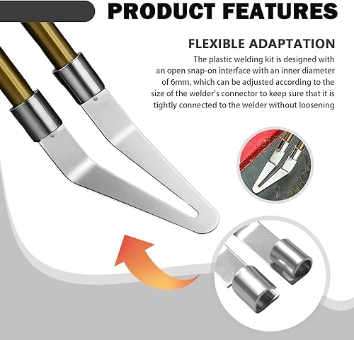Miniatura 5 de 4 puntas de soldadura de plástico por pistola de soldador de plástico, puntas de soldador de plástico de acero inoxidable con codo de 45, cabeza de