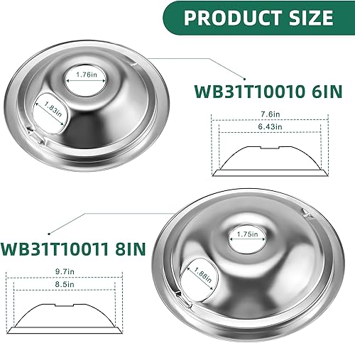 Miniatura 10 de Sartenes de goteo de porcelana negra WB31M19 (8 pulgadas) WB31M20 (6 pulgadas), repuesto para quemador de estufa eléctrica MP15YA (6 pulgadas)