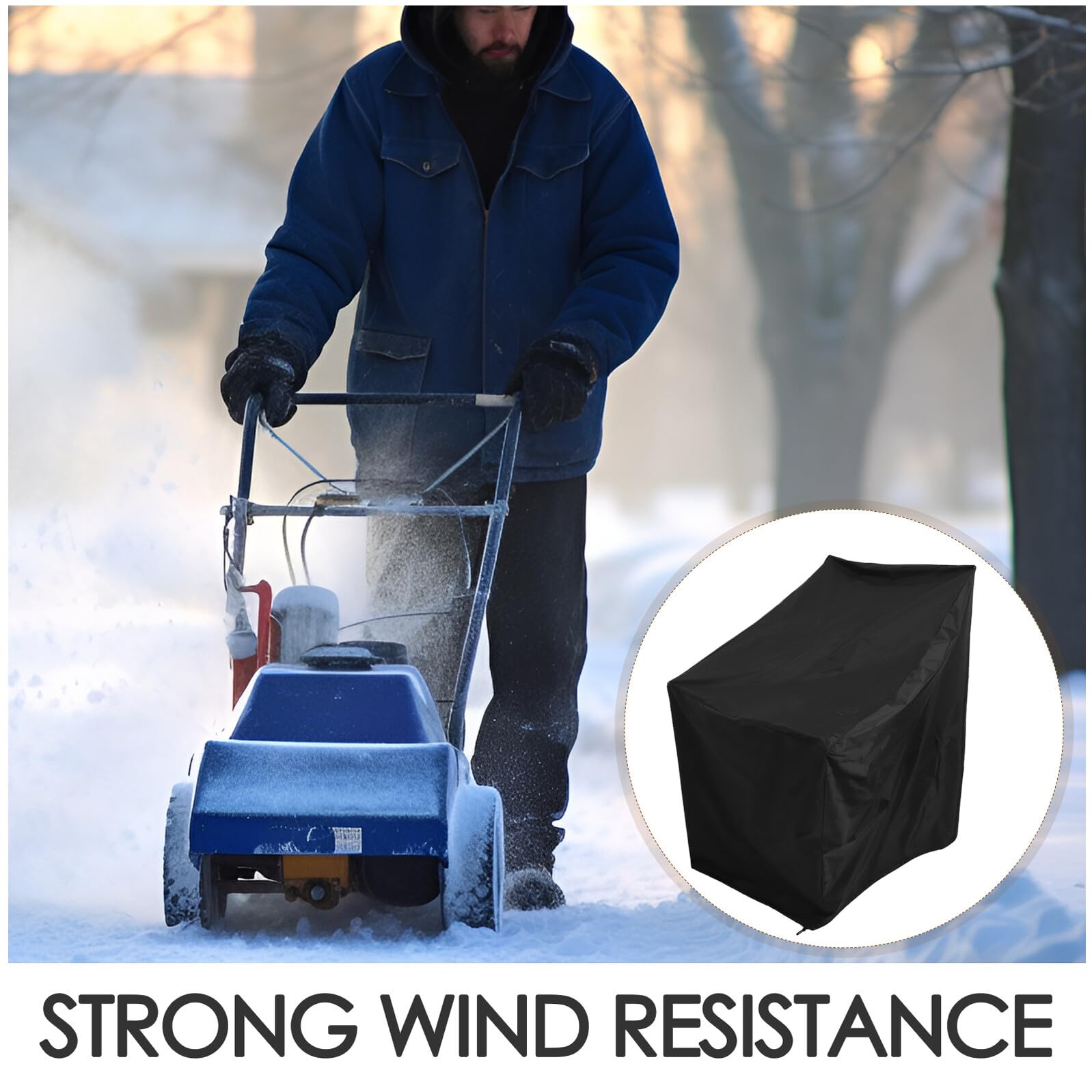 Kisangel Copertura Protettiva per Spazzaneve 210d Oxford e Antivento, Copertura Esterna Resistente per Soffiatore da Neve, Adatta per Uso Domestico e Giardino, Design Saldamente Aderente