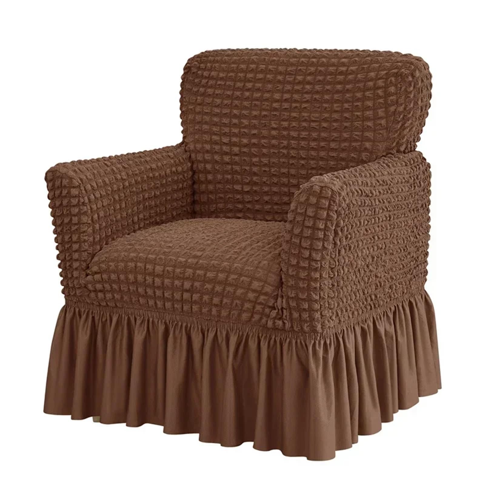 SUBLXPoten Sofa Cover with Skirt Bubble Grid Club Chair Cover Elastic Tub Sofa Covers with Skirt Hem Single Armchair Slipcovers(A3 Club Sofa Cover)