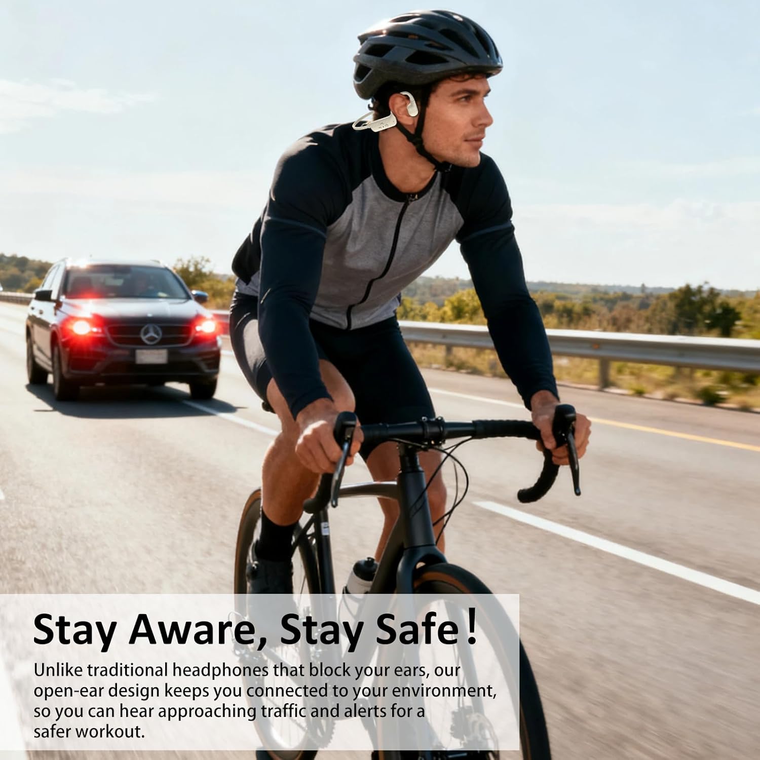 Swimming Headphones Soft Silicone, IP68 Waterproof Bone Conduction Headphones, 32GB MP3 Player & Bluetooth 5.4 Wireless Sport Earbuds, Secure Open Ear for Swimming, Running, Sports（Beige）