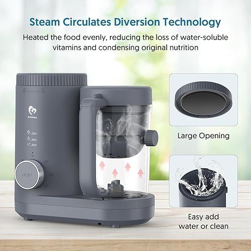 Miniatura 4 de Bellababy - Procesador de alimentos para bebés, batidora de puré con cesta de vapor reversible, un botón, fácil operación y gran apertura para una