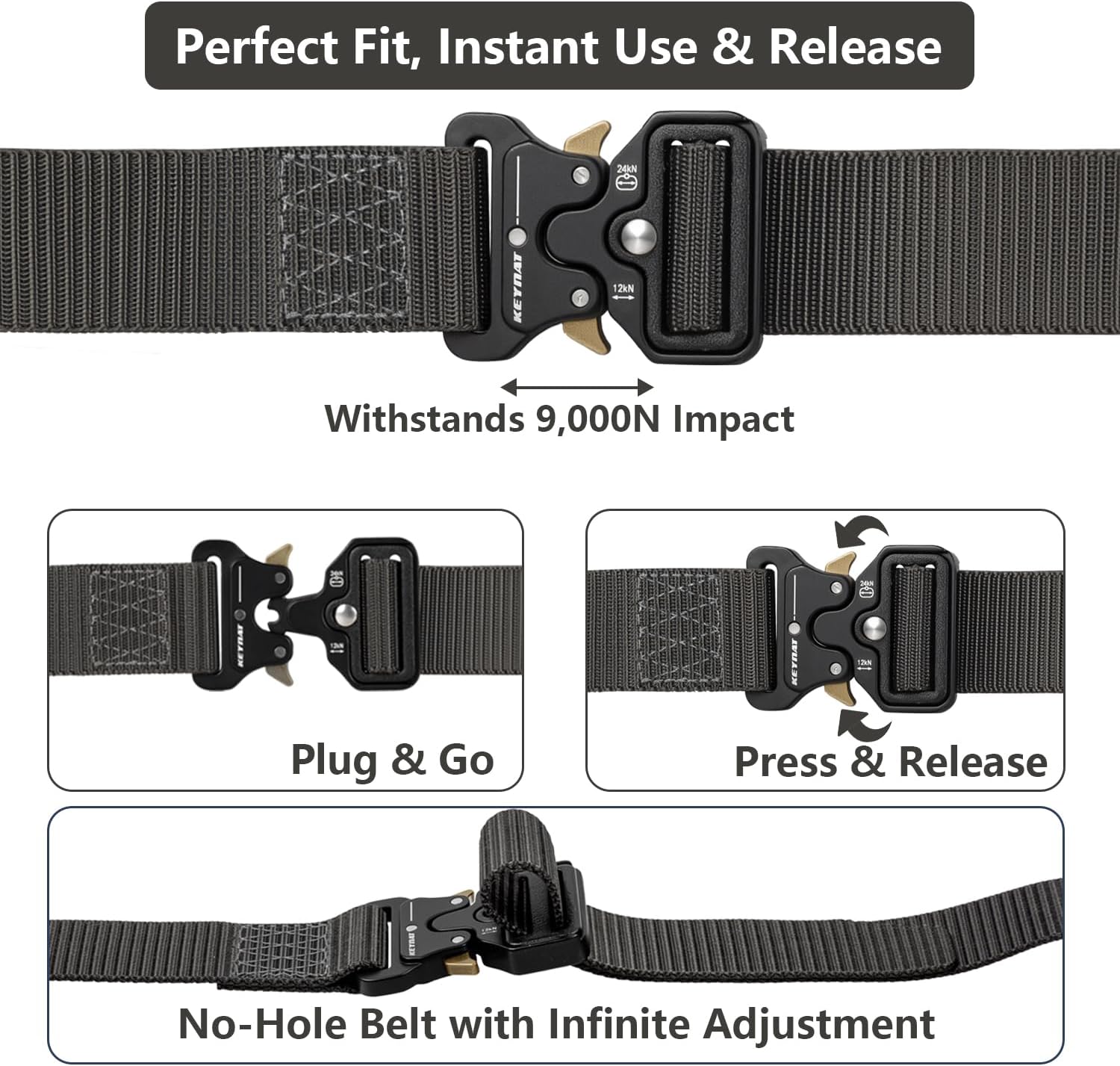 MensTacticalBelt MilitaryStyleNylon Tactical Belt MultiFunctionalTactical Web BeltsQuick ReleaseZincAlloyBuckle - Image 3