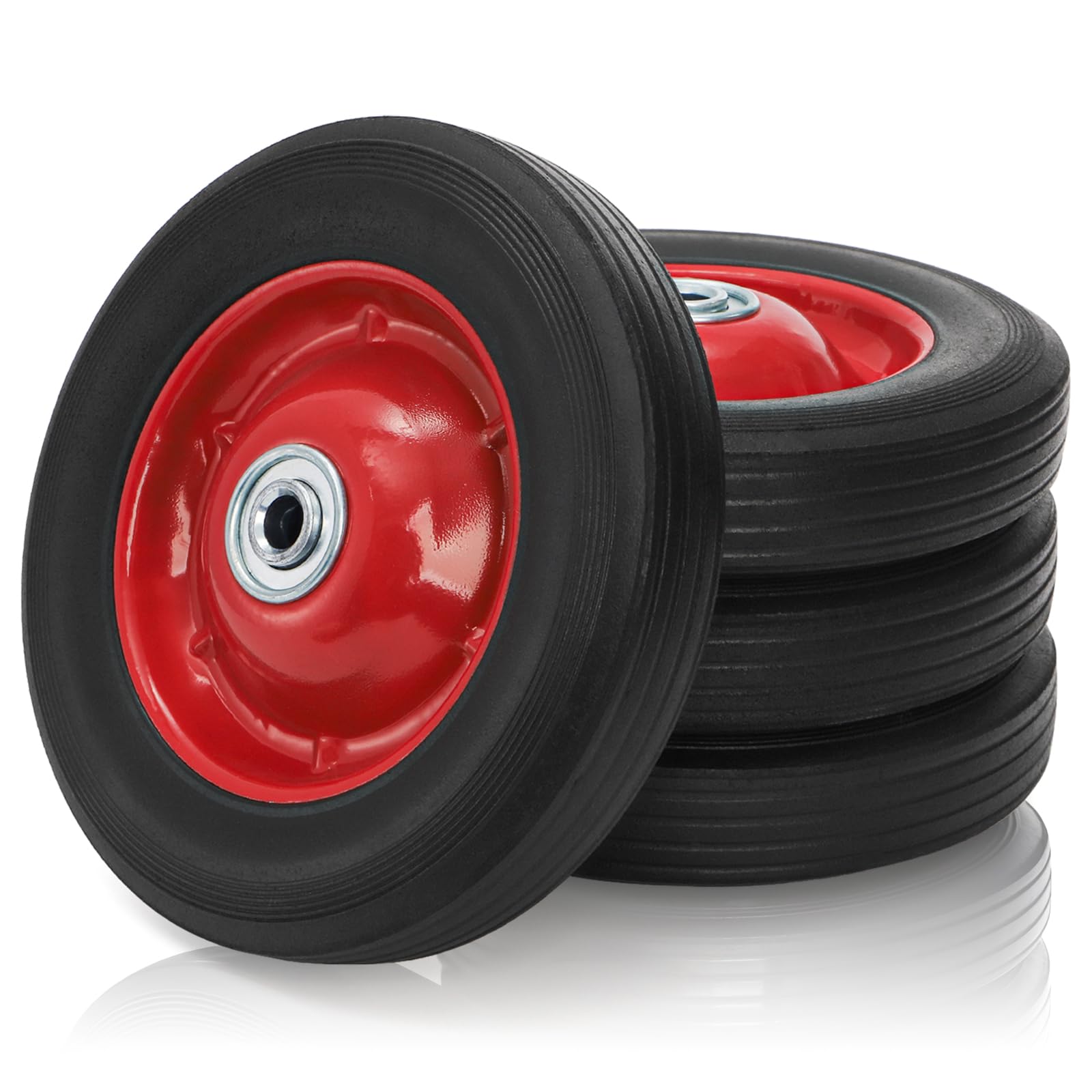 Photo 1 of Acshio 8 Inch Solid Rubber Tires with 1/2-Inch Bore Axle Hole, 4 Pack