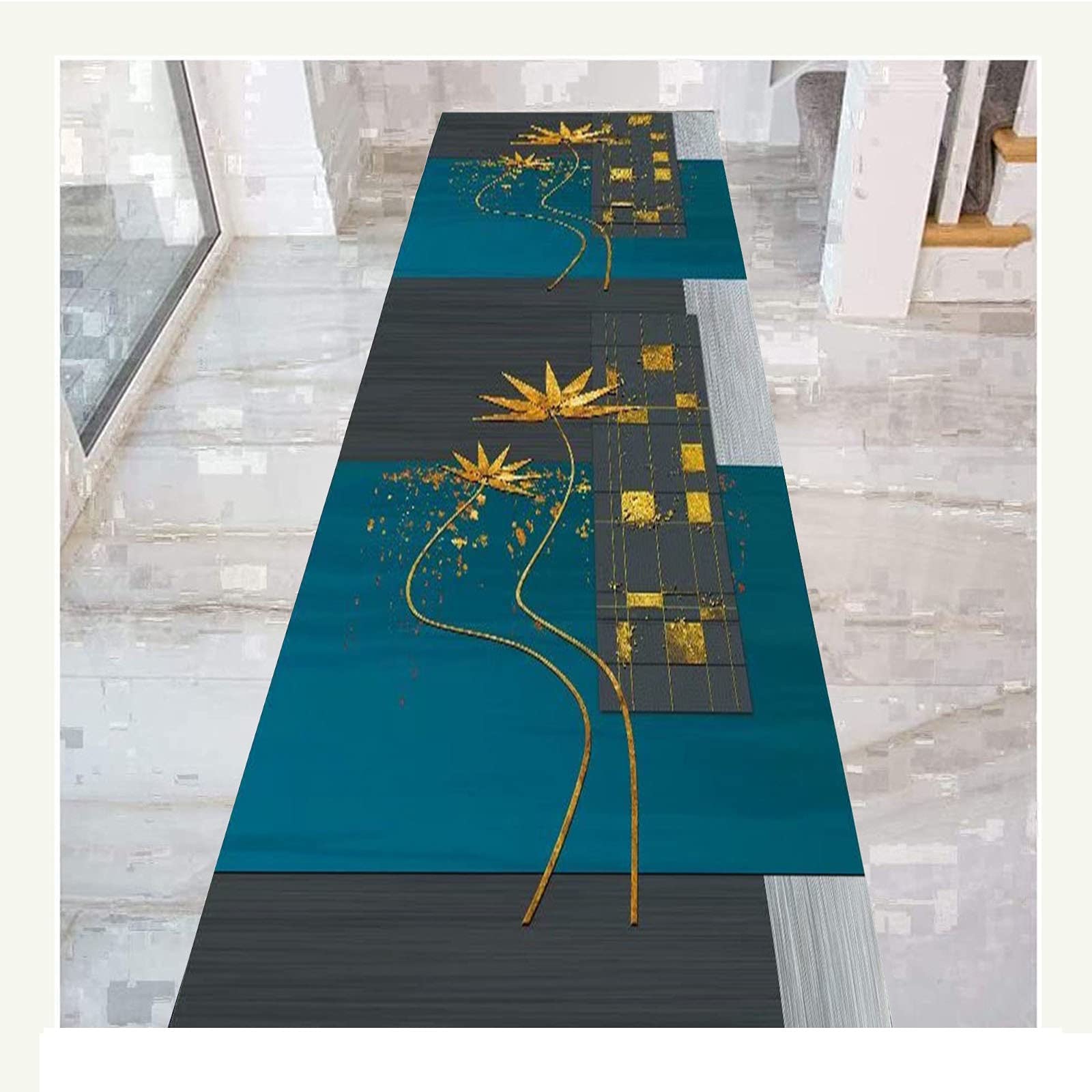 Tapis couloir antidérapant lavable et personnalisable de taille 0.8x7m
