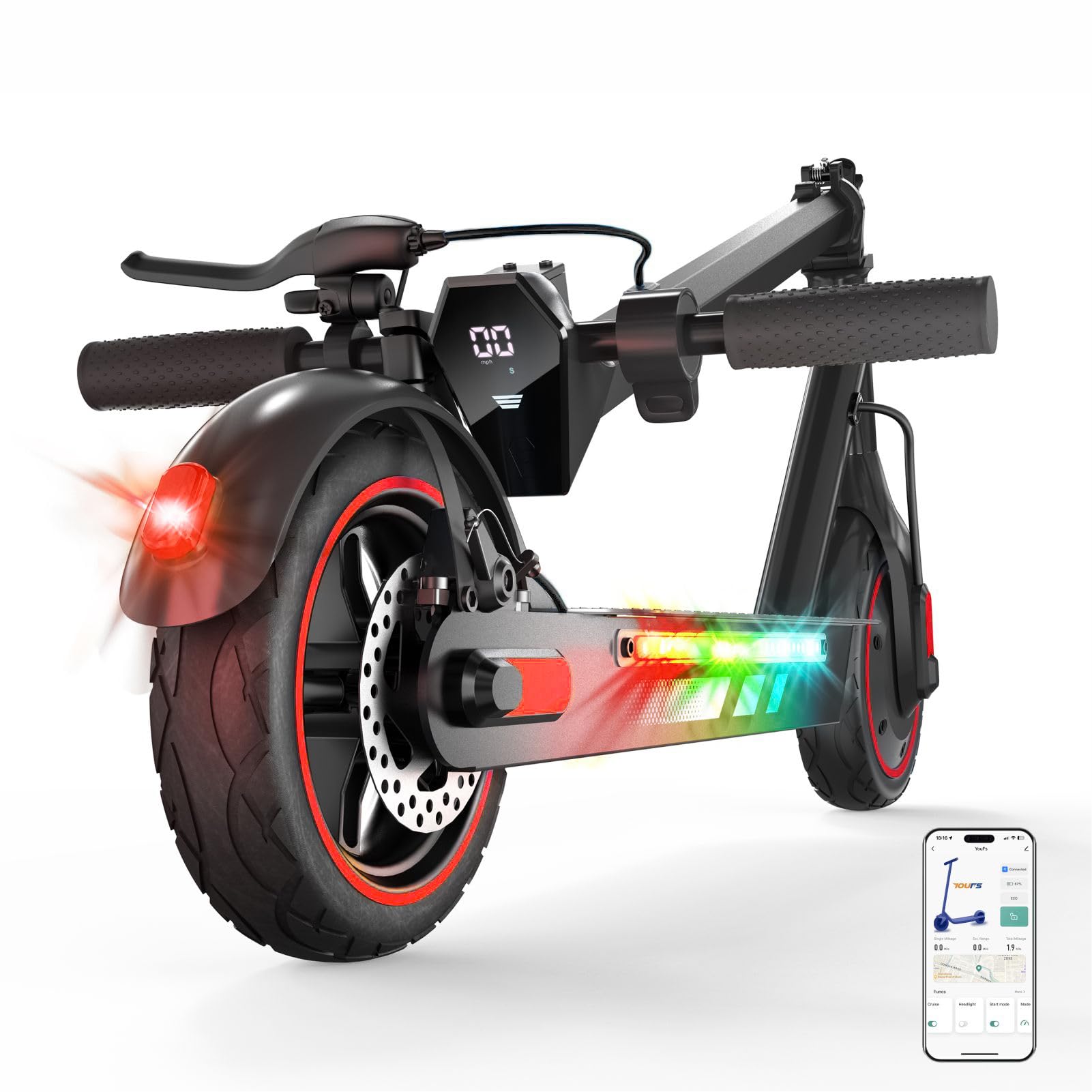 Patinete Eléctrico Adultos Plegable, Scooters Eléctricos 10" Neumáticos, Velocidad Máxima 25 KM/H, Batería 36V 15Ah, Autonomía 35-45 KM, Carga de 120 kg, App de Control